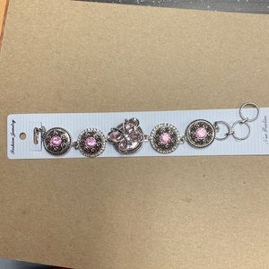 Pink butterfly snap bracelet
